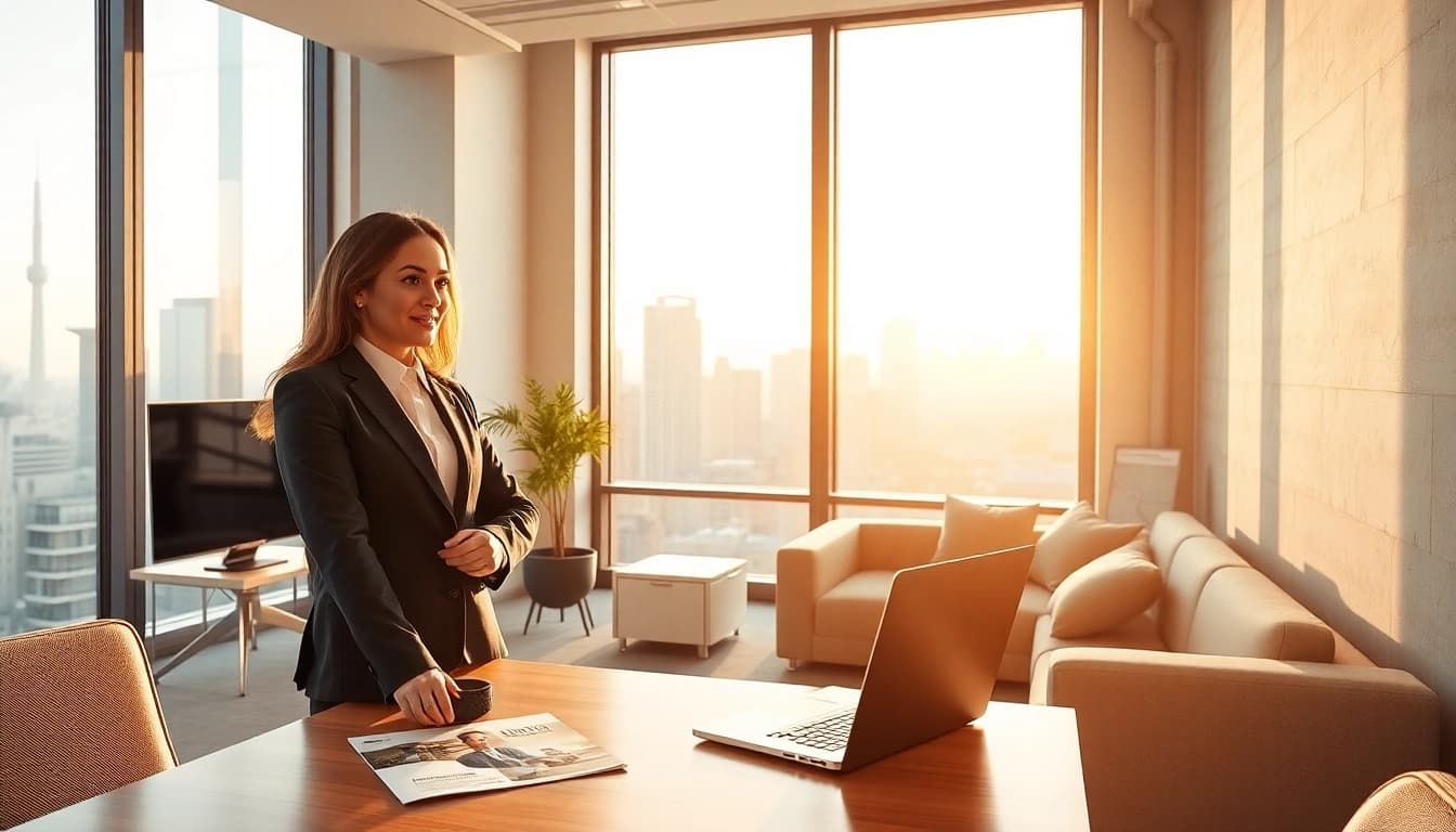 Immobilienmakler Frankfurt Dornbusch bei der Immobilienberatung in einem modernen Büro.