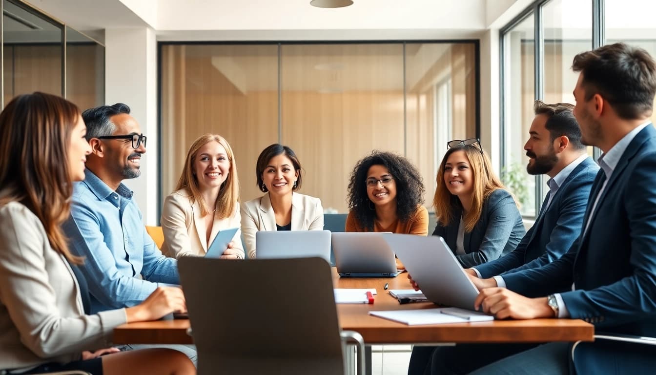 Consultants strategize for Unternehmensberatung Pflegedienst in a modern meeting room.