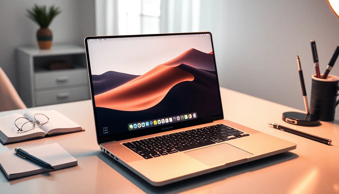 Entdecken Sie die Benutzeroberfläche von Macbook Office 2024 auf einem stilvollen Macbook.