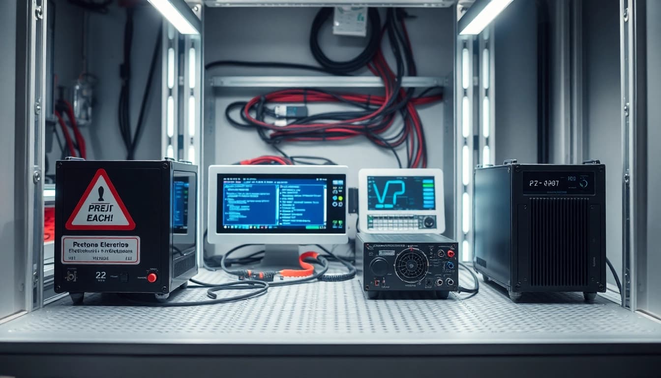Aktive Prüfung ortsveränderlicher elektrischer Betriebsmittel durch Fachkräfte im industriellen Umfeld, sicher und effizient.