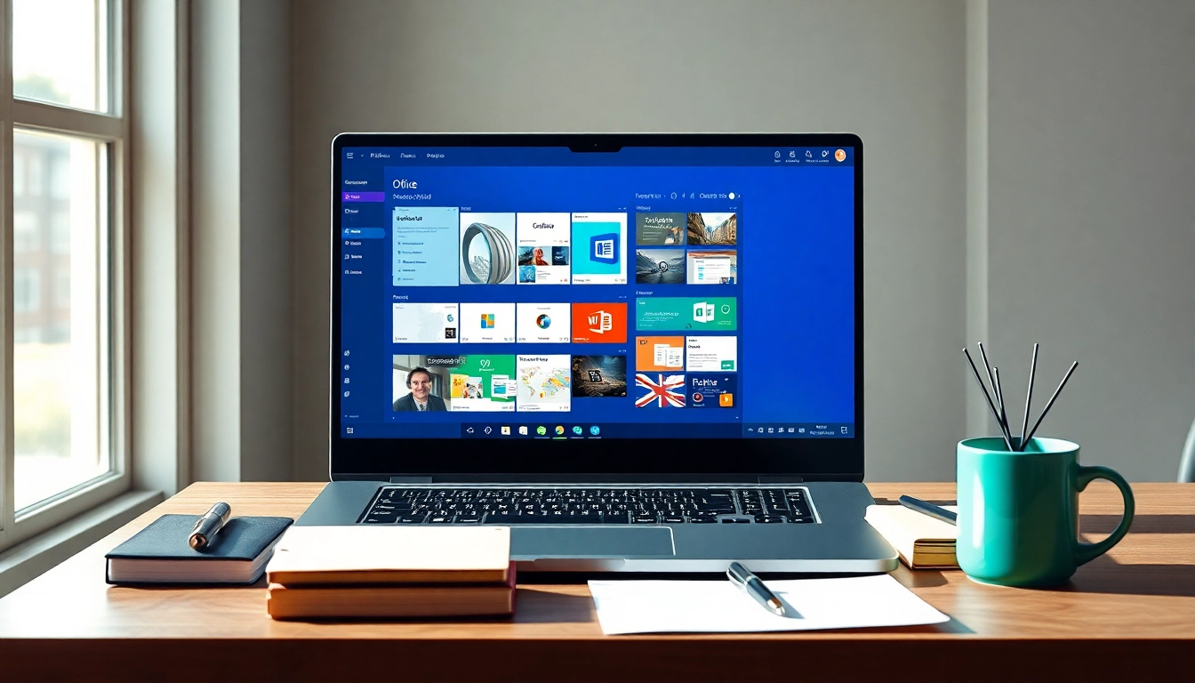 Visualisierung der Office 2024 Pro Plus deutsch Version in einem modernen Arbeitsumfeld mit Laptop und Notizen.