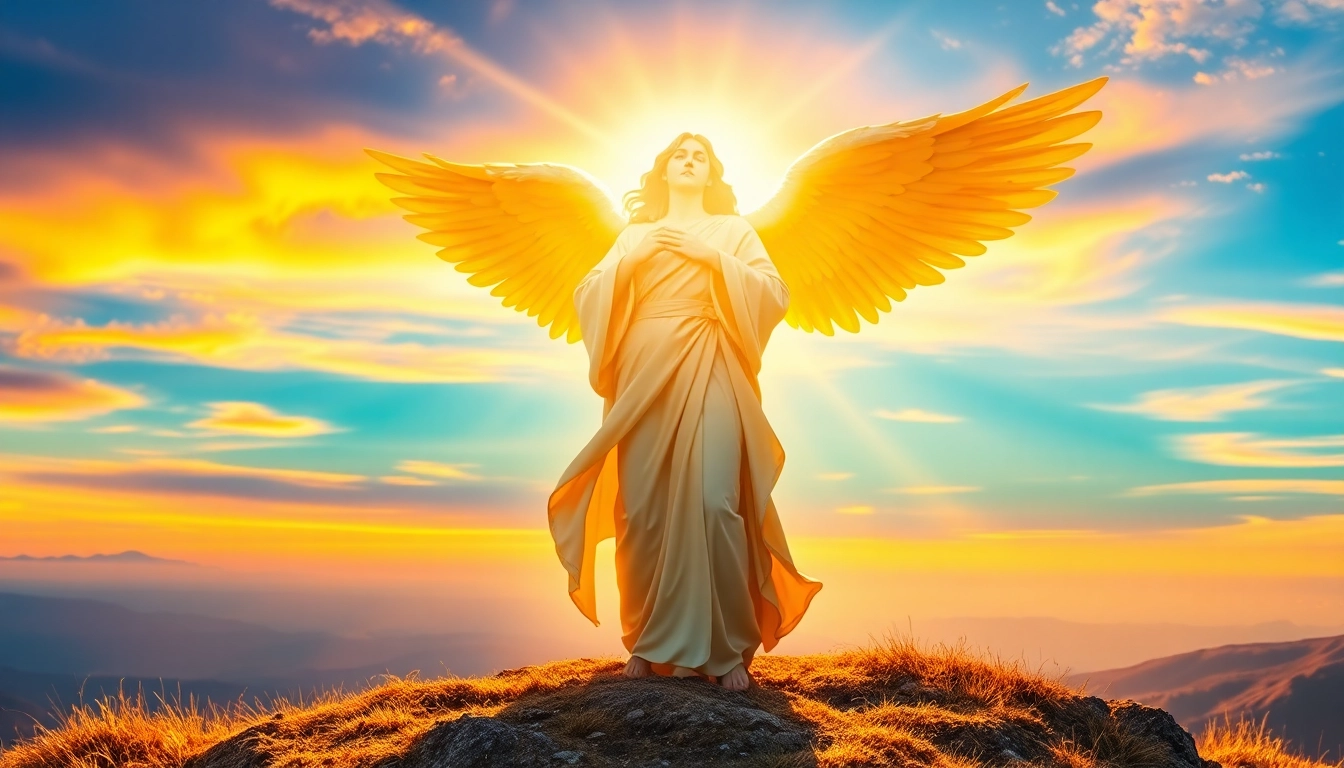 Den Erzengel Uriel, dargestellt in goldenem Licht, präsentiert seine strahlende Präsenz.
