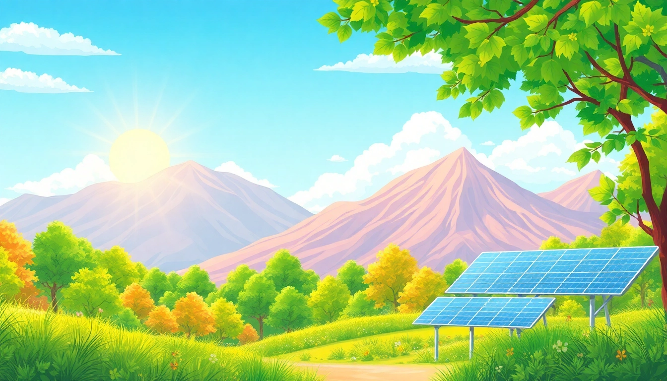 Klima natural landscape featuring diverse ecosystems and eco-friendly technologies.
