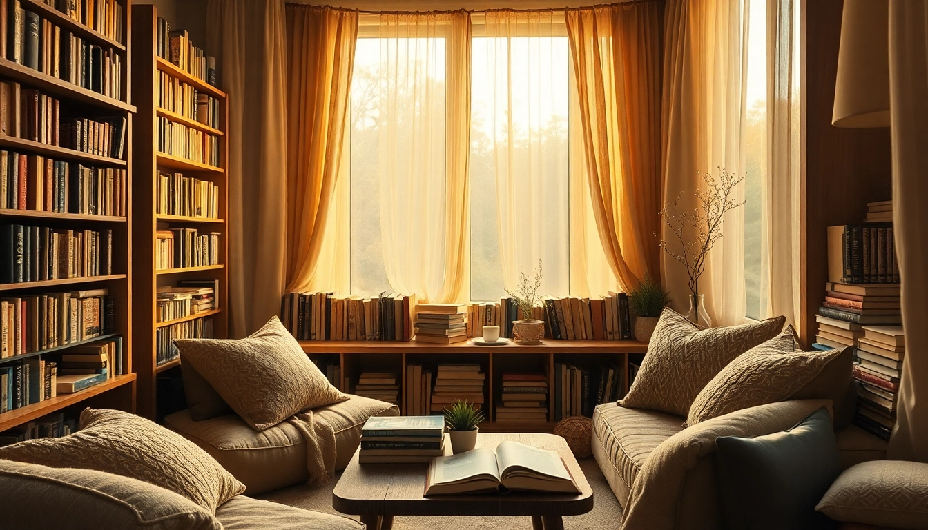 Discover a serene reading nook showcasing a gedichte sammlung, inviting warmth and tranquility.