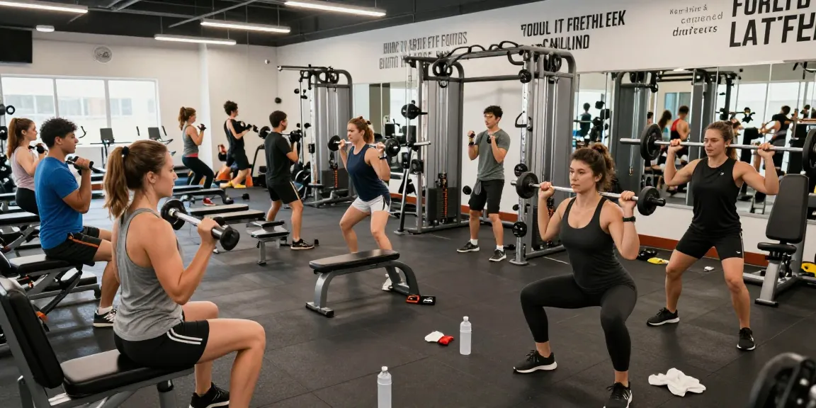 Anabolika Shop Deutschland Fitnessbegeisterte, die in einem modernen Fitnessstudio mit Gewichten und motivierenden Sprüchen trainieren.