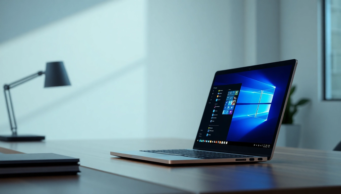 Windows 11 Pro Vollversion Download: Modernes Arbeitsumfeld mit Laptop und effizienter Benutzeroberfläche