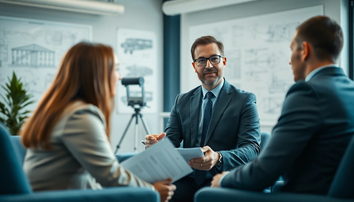 Headhunter Ingenieure in einer modernen Büroumgebung, die mit Kandidaten arbeitet.