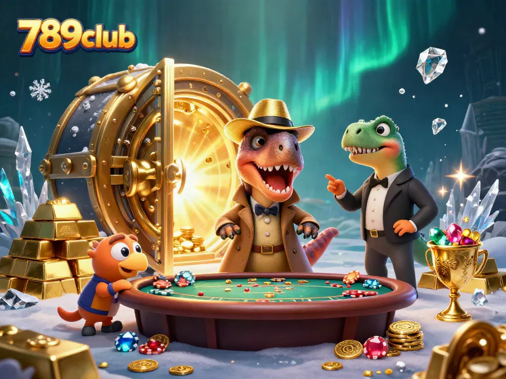 At the blackjack table, a velociraptor seems to blend in while other characters enhance the 789club atmosphere.
