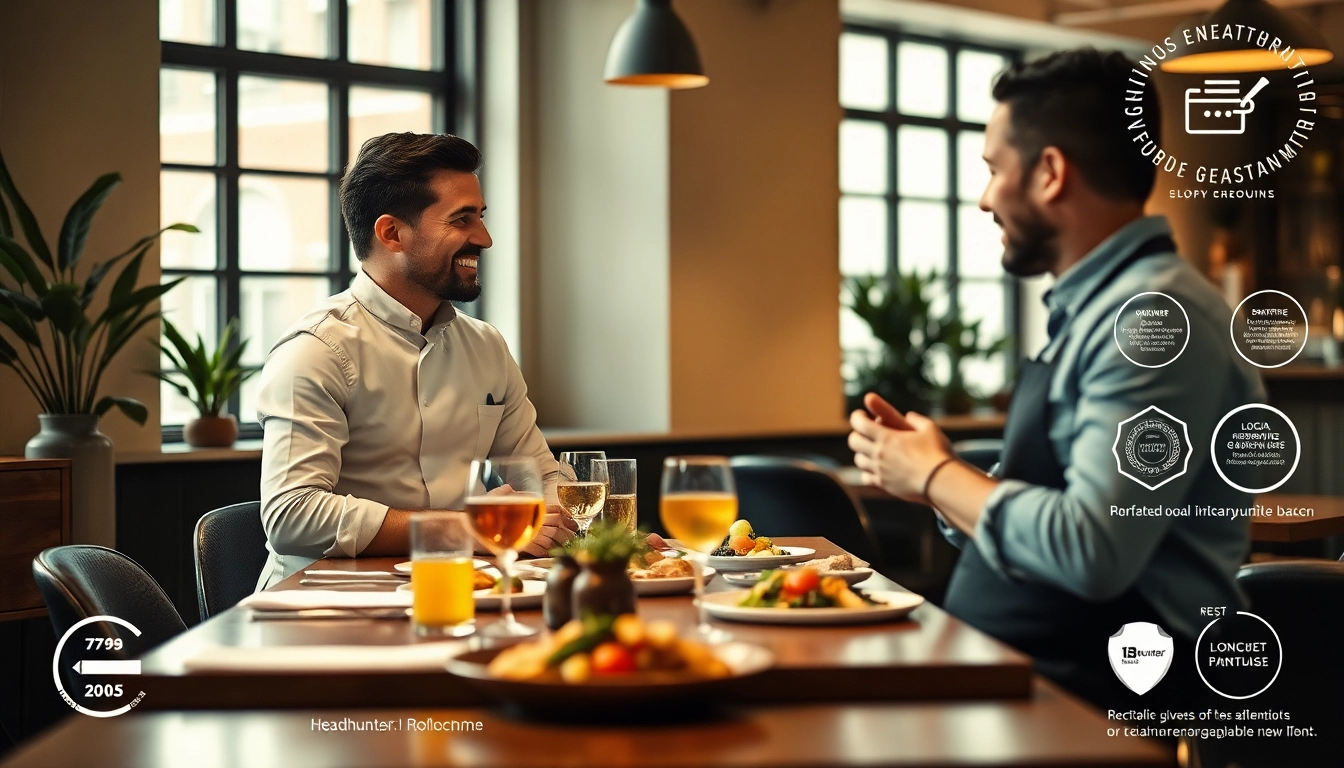 Interaktion zwischen Headhunter Gastronomie und talentiertem Gastronomieprofi in einem modernen Büro-Setting.