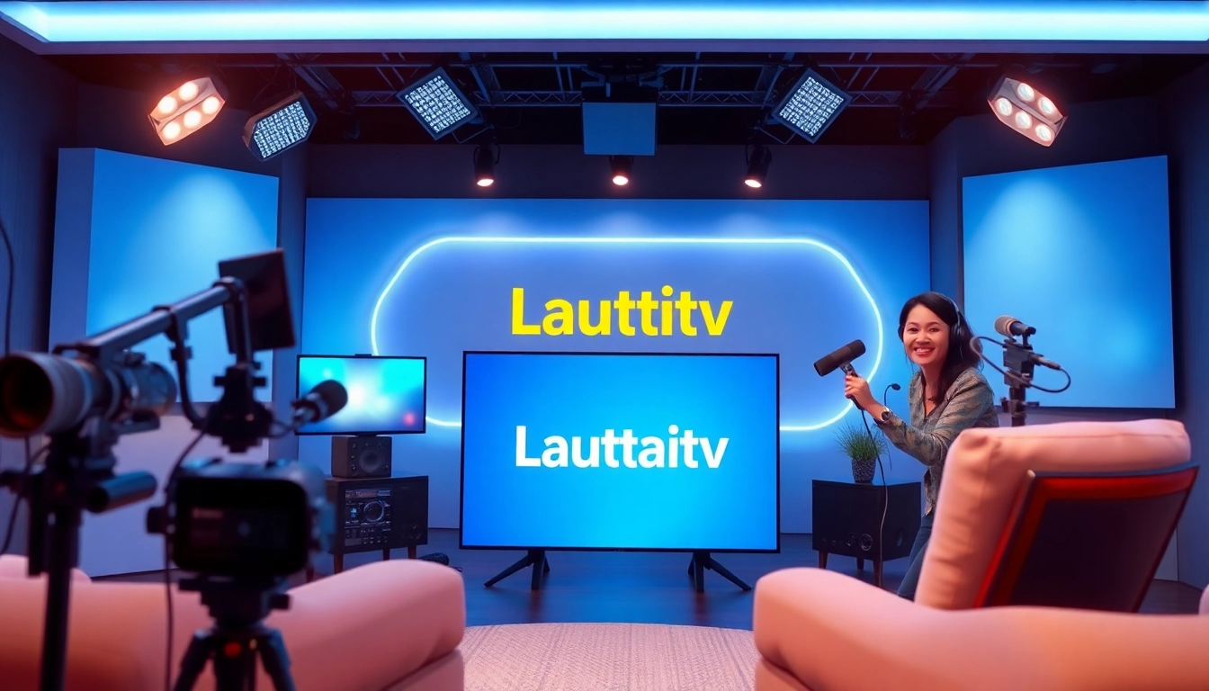 Engaging host presenting Lauthaitv content in a modern streaming studio