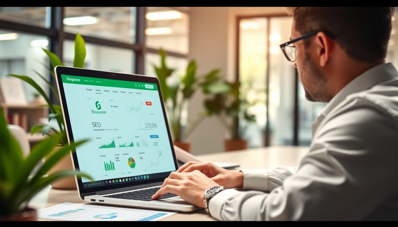 Optimizing Shopware SEO strategies with expert analysis in a modern workspace.