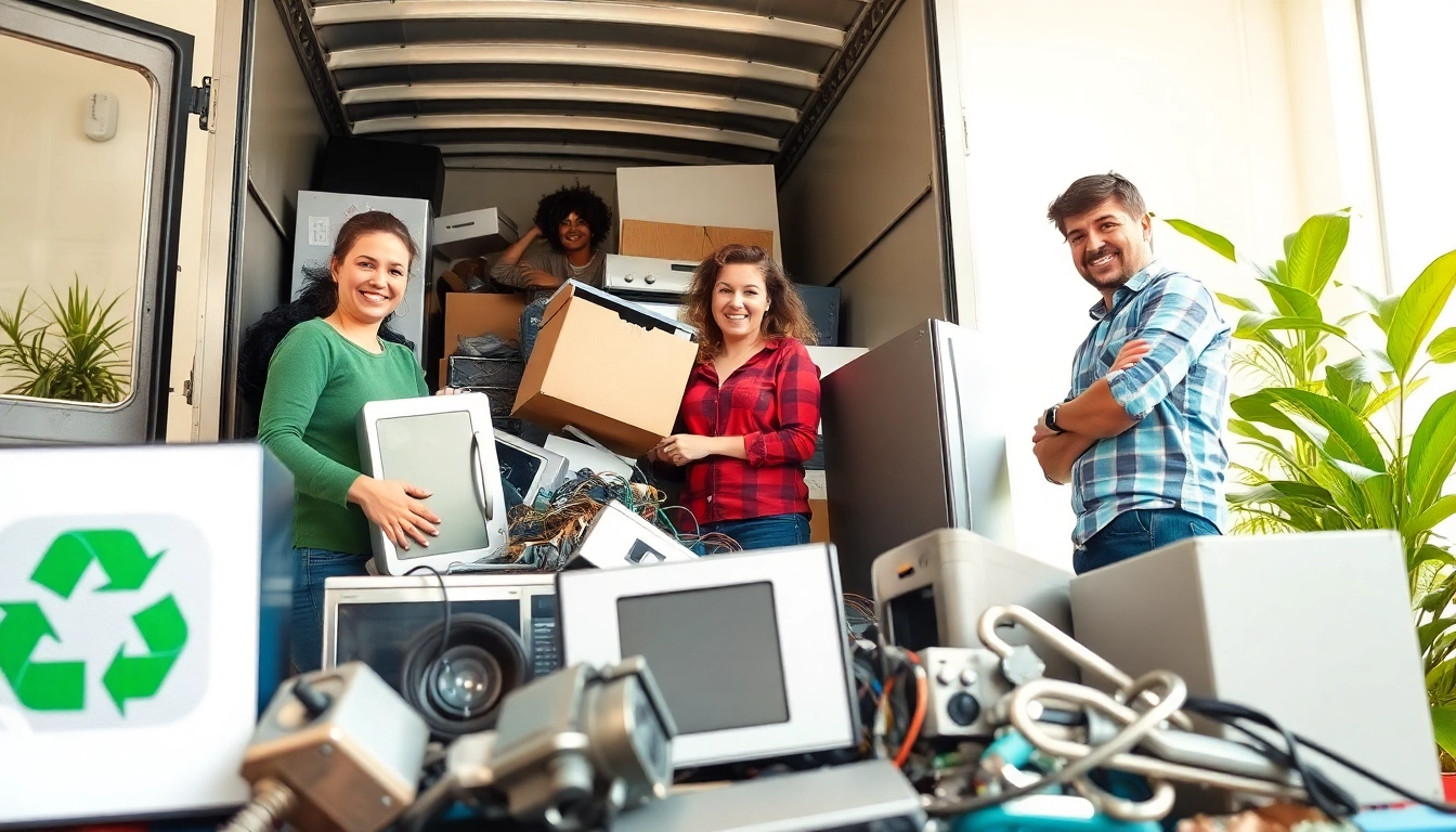 Professionelle Metallschrottsammlung durch das Team von Schrotthändler Düsseldorf beim Beladen von Metallen in einen Lastwagen – umweltfreundlicher Service.