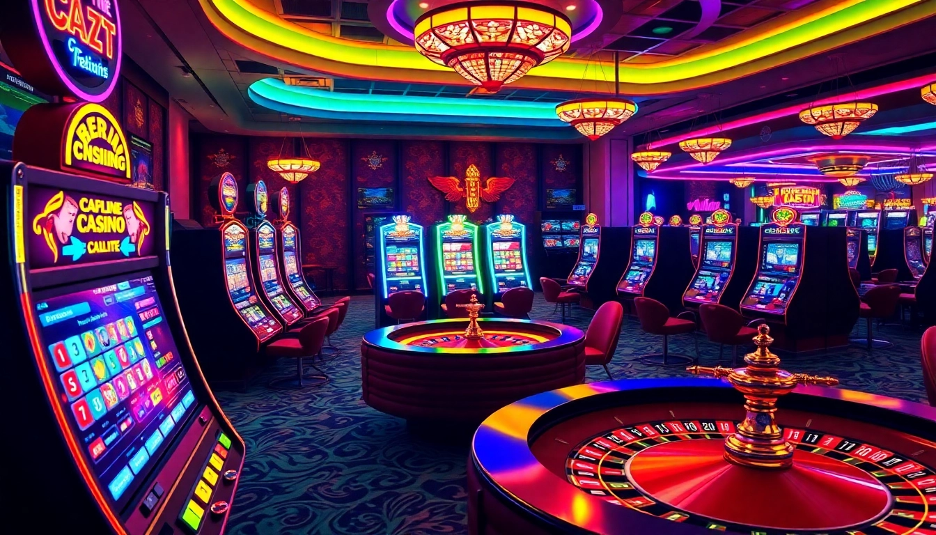 Experience the thrill of casinos ohne lizenz with vibrant slot machines and roulette tables lighting up the scene.