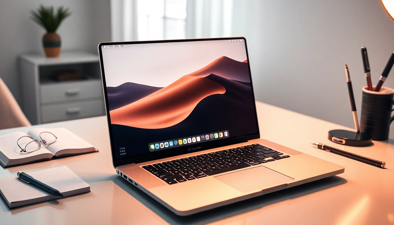 Entdecken Sie die Benutzeroberfläche von Macbook Office 2024 auf einem stilvollen Macbook.