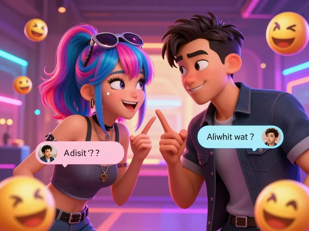 Engaging hentai ai chat scene with animated characters interacting playfully, showcasing vibrant digital environment