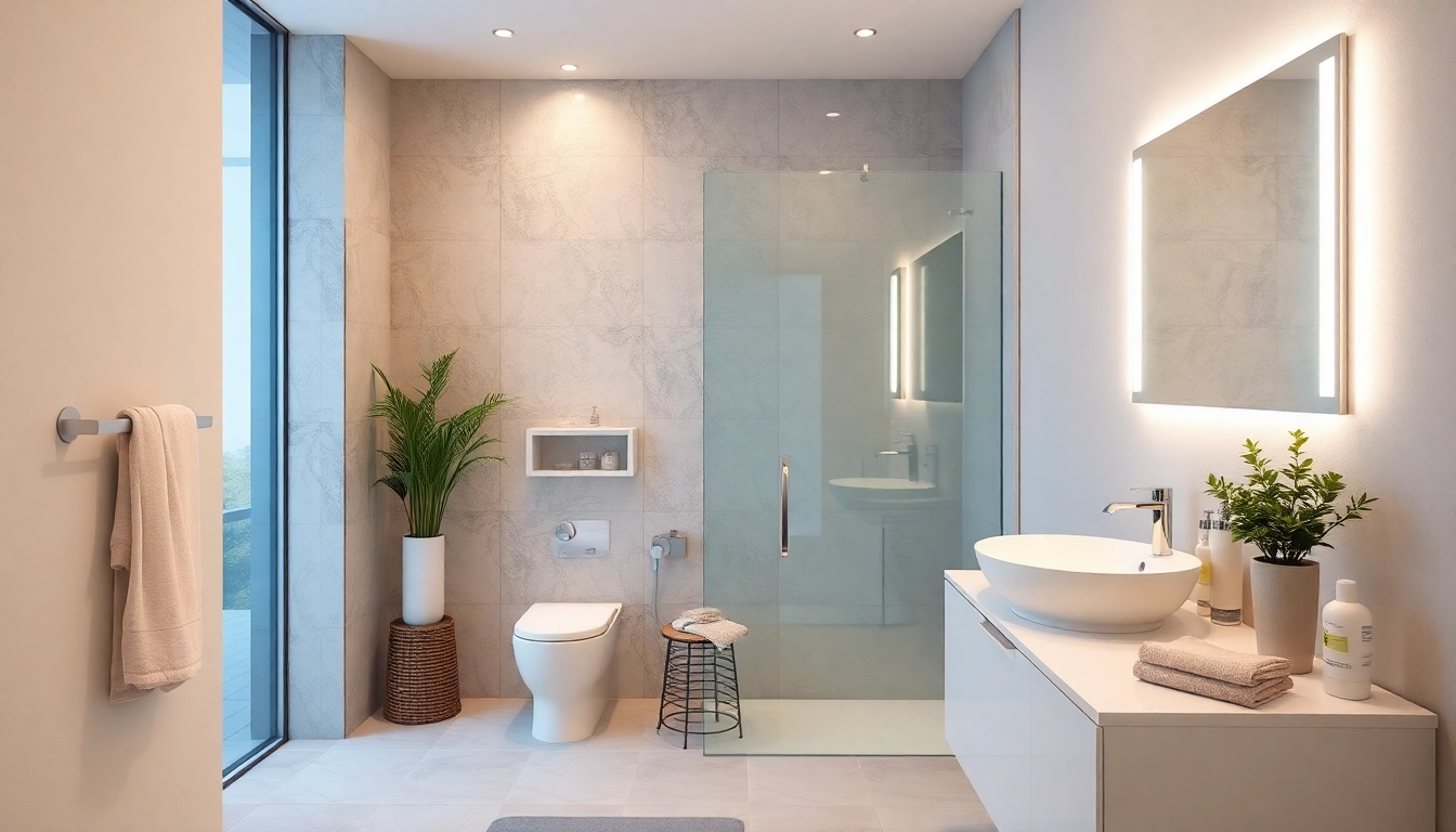 Sonni Sanitär zeigt eine elegante Duschkabine aus ESG-Sicherheitsglas und modernen Badspiegel, die ein einladendes Badezimmerdesign vereinen.