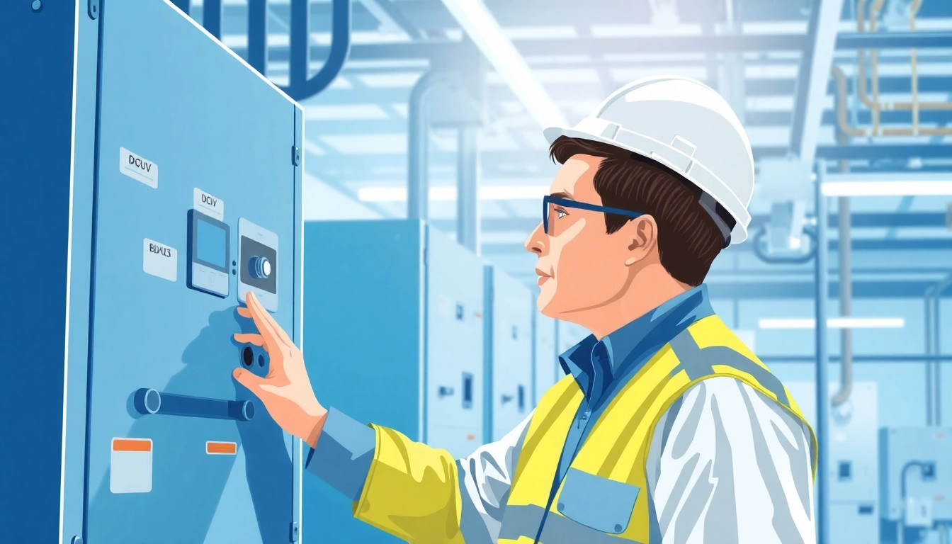 Technician performing a DGUV V3 Prüfung on electrical equipment, showcasing safety compliance and inspection details.