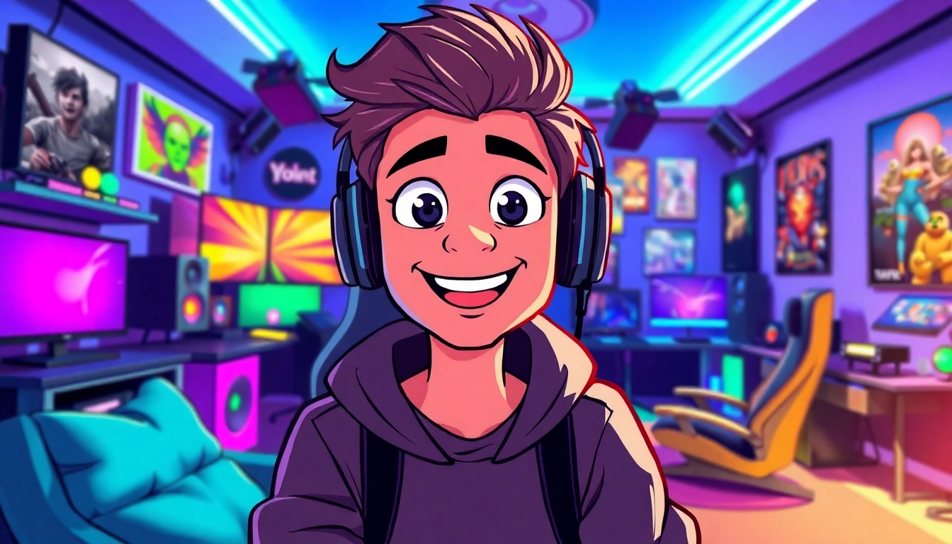 Twitch Streamer Österreich in energetic gaming setup mit lebhaften LED-Lichtern.