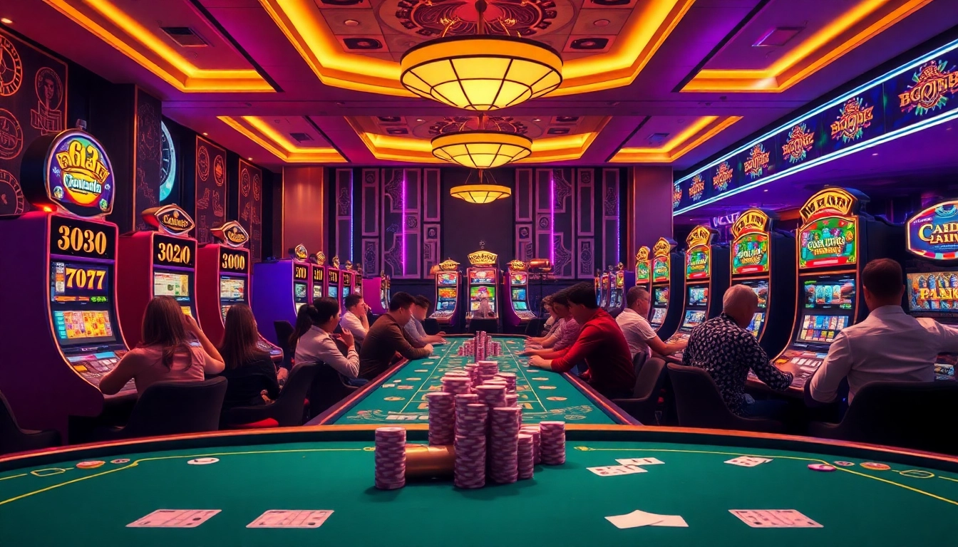 Erleben Sie die aufregende Welt der auslaendischen online Casinos mit digitalen Spielautomaten und spielenden Gästen.