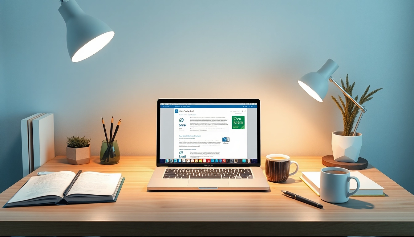 Entdecken Sie Office 2024 Mac Standard Familienlizenz auf einem modernen MacBook, umgeben von kreativen Arbeitsaccessoires.