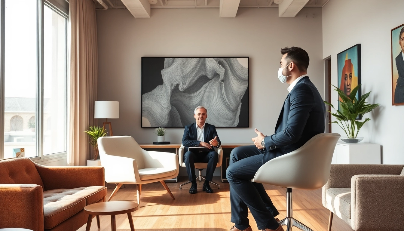 Headhunter führt ein Interview mit einem Kandidaten in einem modernen Büro.