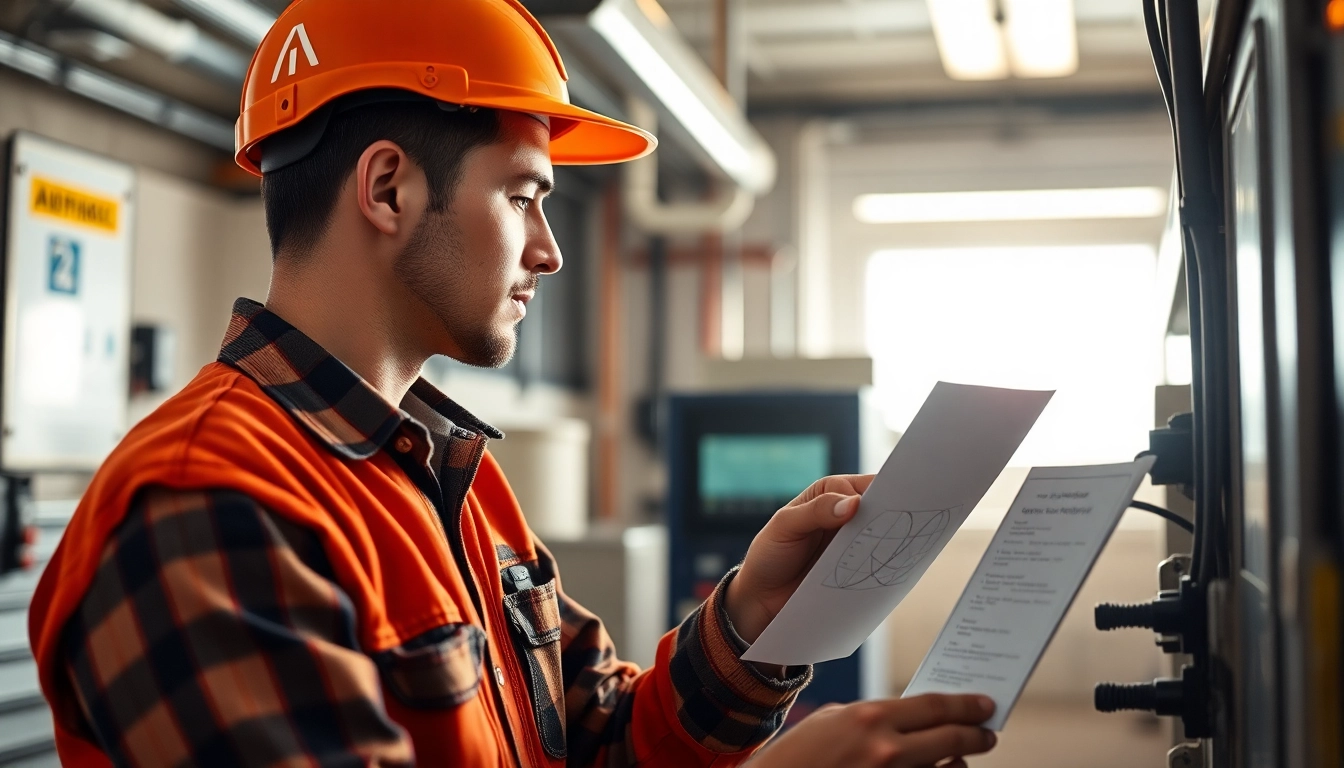 Electrician conducting a DGUV V3 Prüfung to ensure workplace safety and equipment performance.