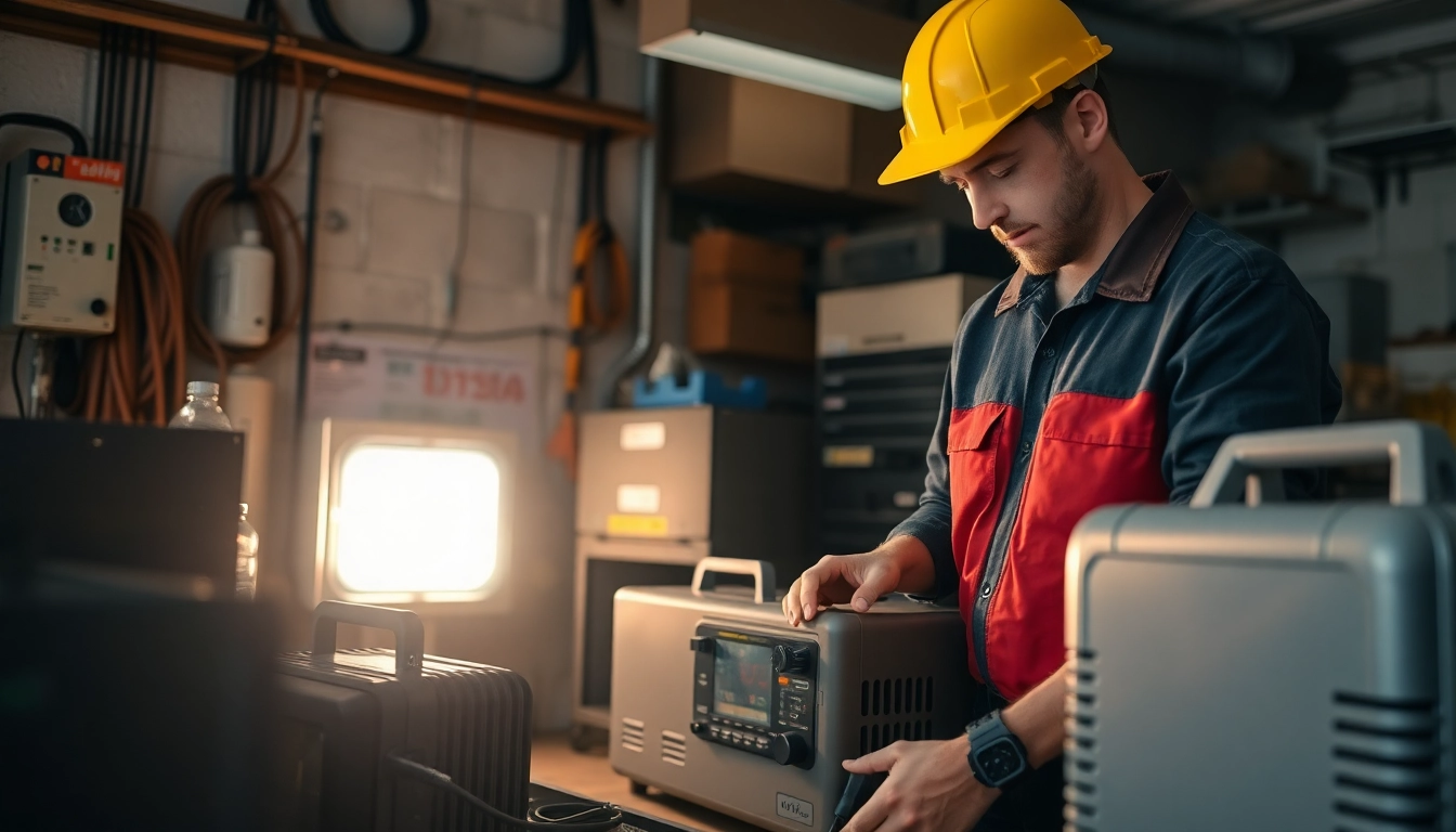 Inspecting prüfung ortsveränderlicher elektrischer Begtriebsmittel during safety checks in a workshop.
