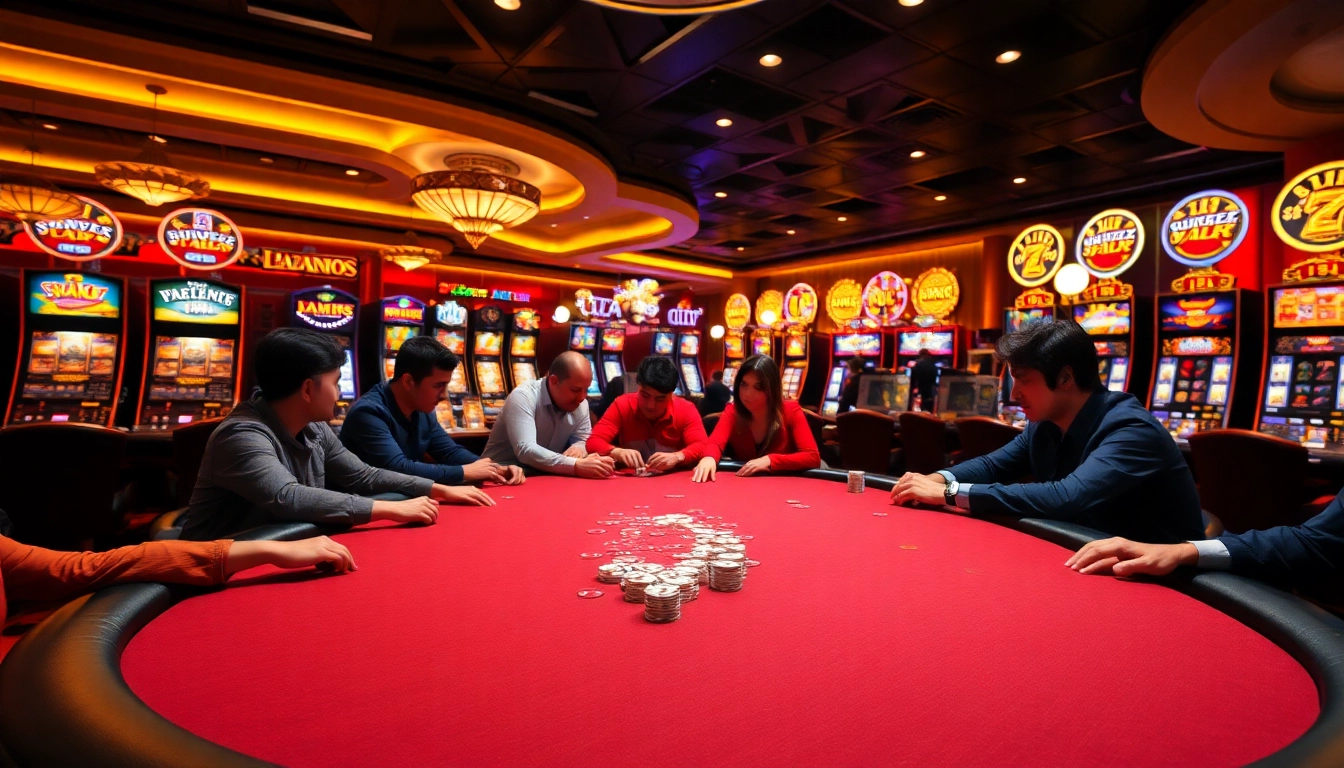 Engage with the thrilling atmosphere at tk88's luxury casino poker table, surrounded by excitement and potential winnings.