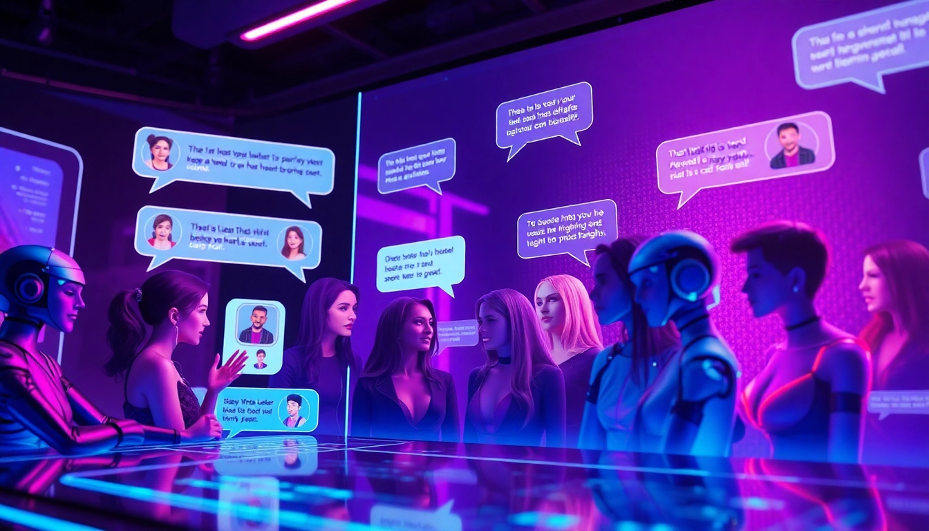 Engaging AI porn chat interface with vibrant characters and interactive elements.