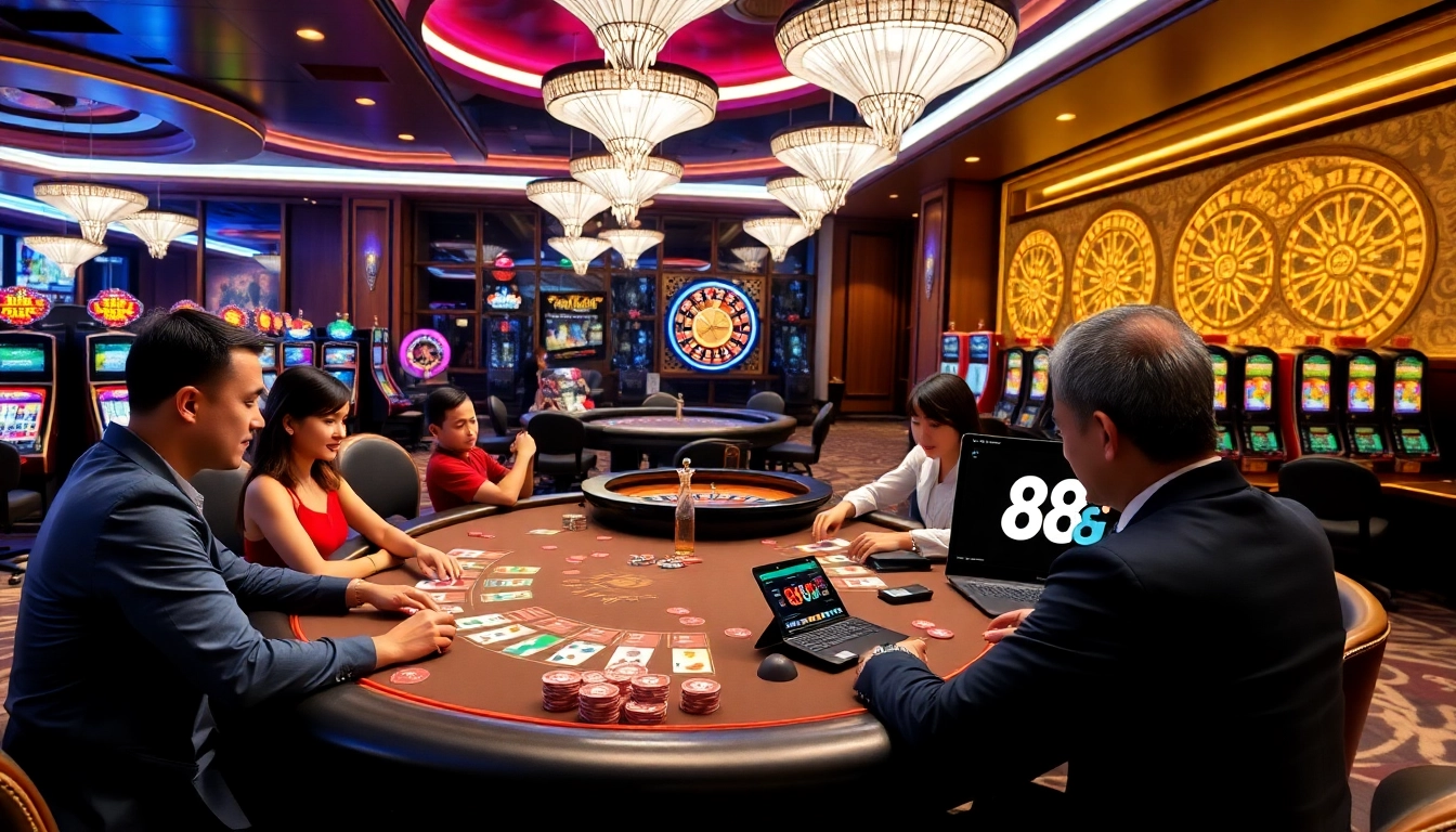 Experience the excitement of 88i with professional gambling at a vibrant casino table.