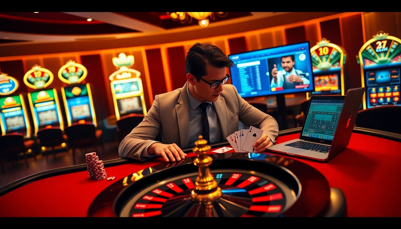 Engaging scene at Nhà cái jun88 casino with players enjoying poker and roulette.