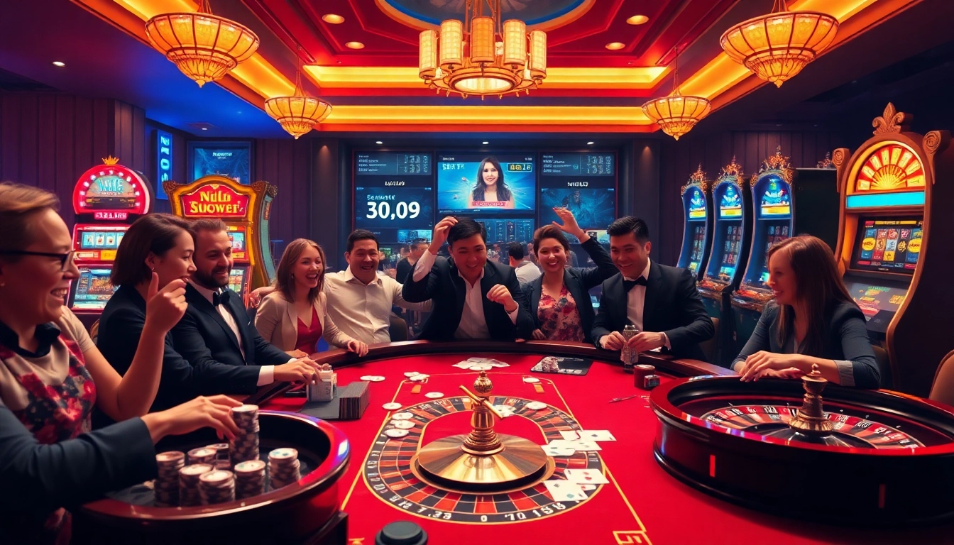 Experience the excitement of Nhà cái DOLA789 with engaging casino tables and vibrant gambling activities.