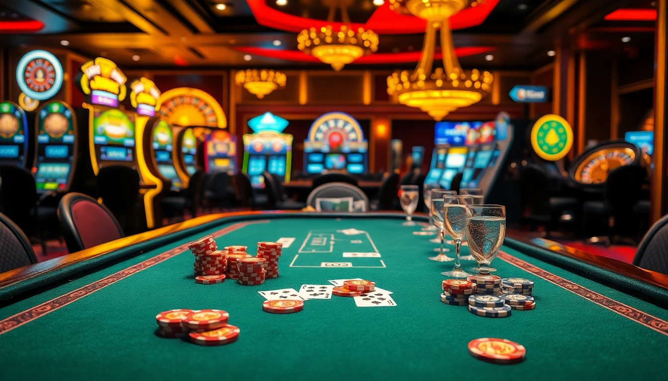 Experience the excitement of Jun888 with vibrant casino tables, lively slot machines, and high-stakes action.