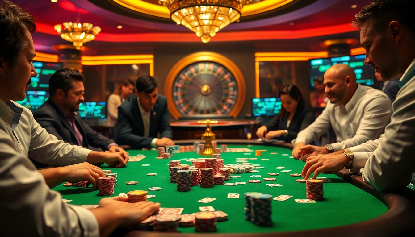 Experience the excitement of RR88 link at a vibrant poker table surrounded by colorful chips and passionate players.