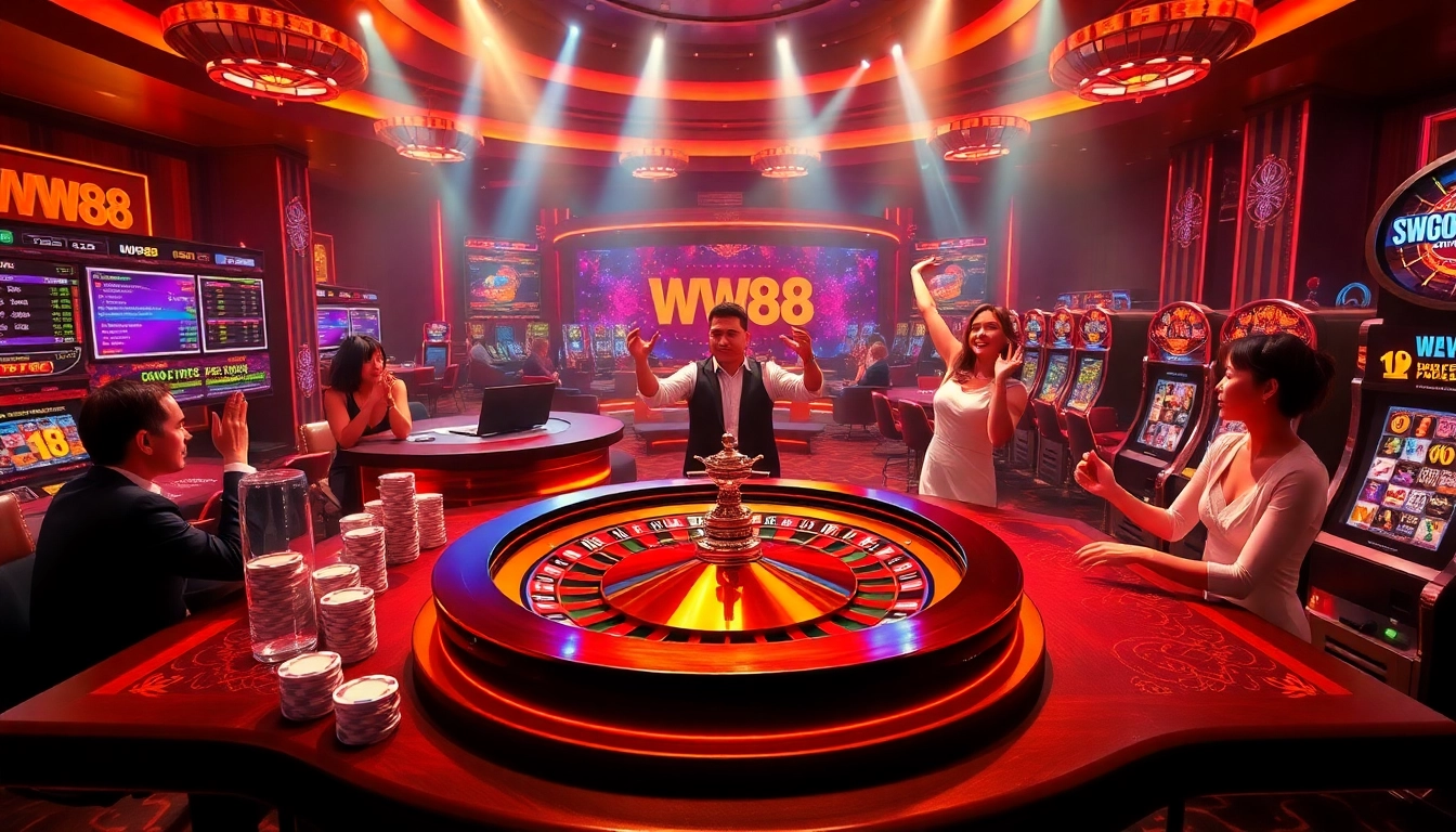 Experience the thrill of online gambling at WW88 with vibrant casino elements and exciting gameplay.